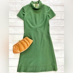 Vintage Evergreen A-Line Wool Dress